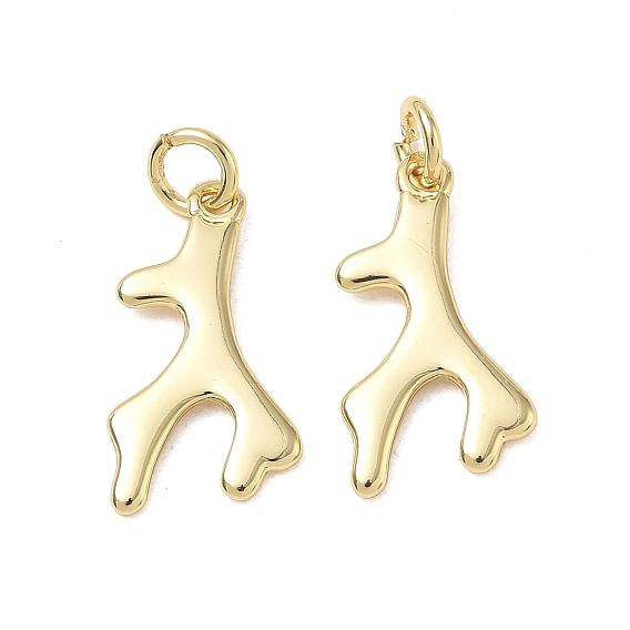 Brass Pendants, Deer Antler Charms, Cadmium Free & Lead Free, Rack Plating, Long-Lasting Plated