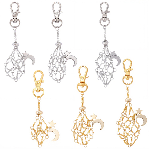 6 шт. 6 стили: карабины-карабиновые застежки-карабины из сплава Moon и латунные кабельные цепи, полуфабрикат подвесные украшения