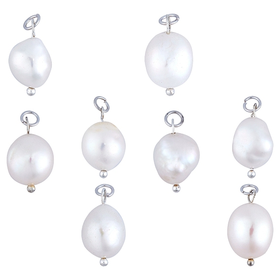 Natural Cultured Freshwater Pearl Pendants, with Brass Findings, Platinum