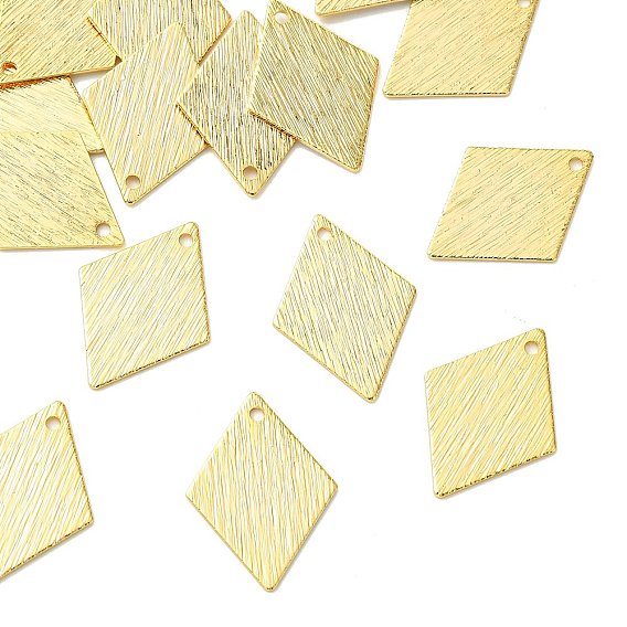 SHEGRACE Brass Pendants, Rhombus Charms, Stamping Blank Tag, Brushed Finish, Cadmium Free & Lead Free & Nickel Free