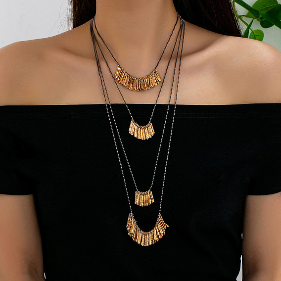 Alloy Multi Layered Necklaces, Stick Pendant Bib Necklaces for Women