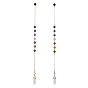 Bullet & Round Natural Gemstone Dowsing Pendulums, with 304 Stainless Steel Cable Chains