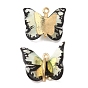 Transparent Resin Pendants, Butterfly Charms with Golden Plated Alloy Findings