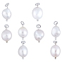 Natural Cultured Freshwater Pearl Pendants, with Brass Findings, Platinum