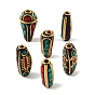 Handmade Polymer Clay Indonesia Beads, with Resin & Unplated Brass, Colorful