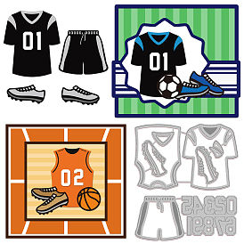 2 шт 2 стили трафареты для штампов из углеродистой стали, для diy scrapbooking, Фотоальбом, декоративная бумага для тиснения, цвет нержавеющей стали, баскетбольная форма и номер