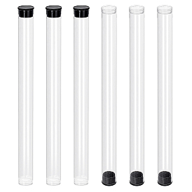 Прозрачные пластиковые тубы для хранения бусин из поликарбоната, с черной крышкой