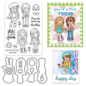 Наборы для скрапбукинга своими руками, в том числе 1 трафареты для штампов из углеродистой стали из поликарбоната и 1 пластиковые штампы из листового ПВХ, Рисунок девушки