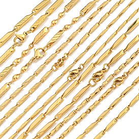 Ion Plating(IP) Golden 201 Stainless Steel Bar Link Necklaces