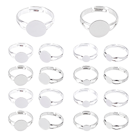 40Pcs 4 Style Brass Ring Components, Pad Ring Findings, Adjustable