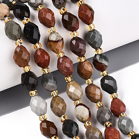 Естественного изображения яшмы бисер нитей, граненые, овальные, с бисером