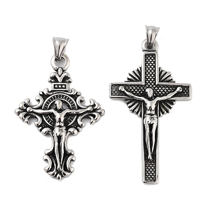 Ретро 304 из нержавеющей стали большие кулоны, крест с оберегом Иисуса