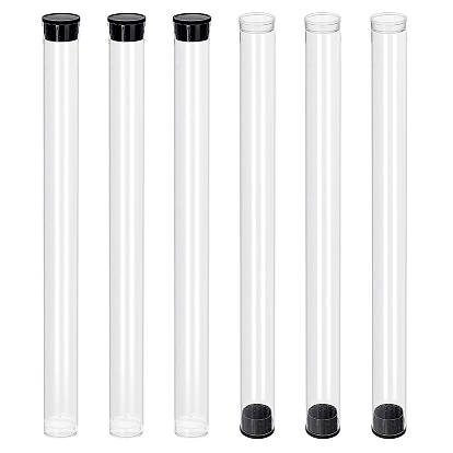 Прозрачные пластиковые тубы для хранения бусин из поликарбоната, с черной крышкой