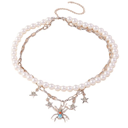 Fashionable Double-layer Necklace with Butterfly and Pentagram Pendant - Trendy and Elegant