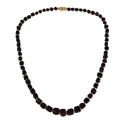 Natural Bloody Amber Nuggets Graduated Beaded Necklaces with Brass Clasps & Seed Beads