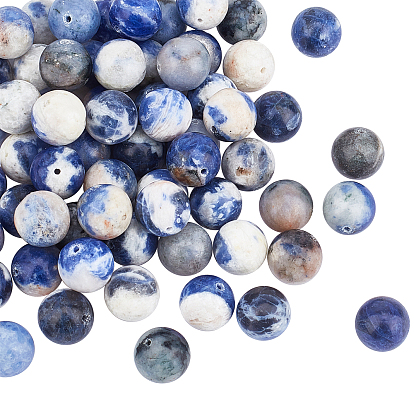 Естественно содалит круглых бусин пряди