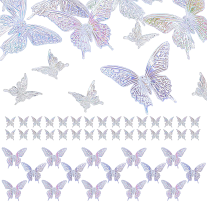 45 pièces 2 styles perles en résine transparente électroplaquées, papillon