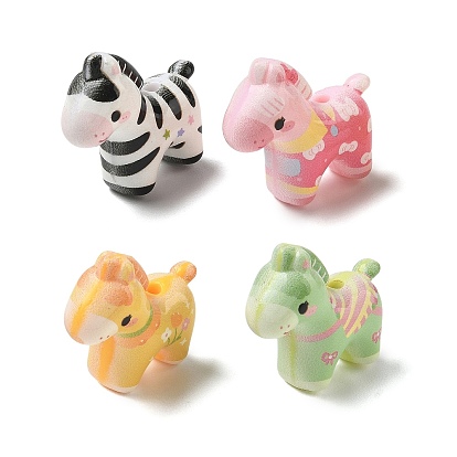 Baking Paint & Printed Opaque Acrylic Beads, Horse