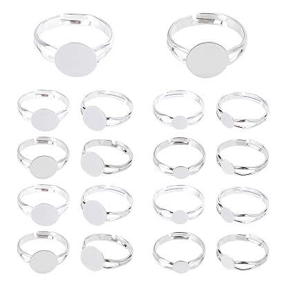 40Pcs 4 Style Brass Ring Components, Pad Ring Findings, Adjustable