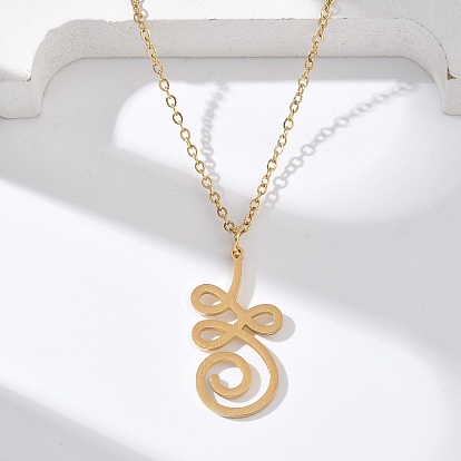 304 ожерелья из нержавеющей стали с полым вырезом и подвеской в виде цветка лотоса в форме йоги