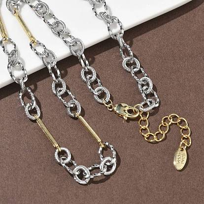 Двухцветные латунные витые цепочки Фигаро, долговечный, стойки покрытие, без свинца и без кадмия