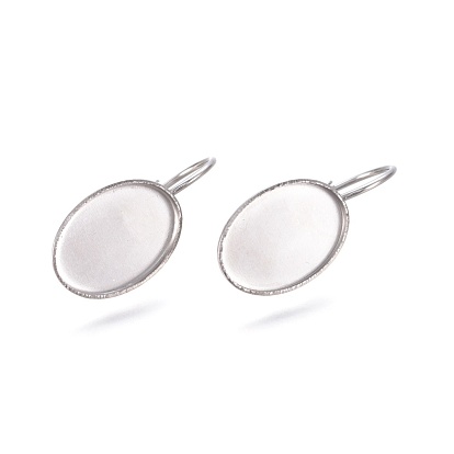 304 Stainless Steel Leverback Earring Findings, Cabochon Settings, Oval