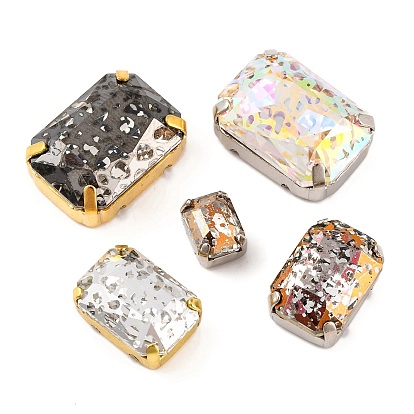 Шить на горный хрусталь, многожильные звенья из стекла, хрусталя и стразов, с настройками латуни, аксессуары для одежды, граненые, прямоугольные