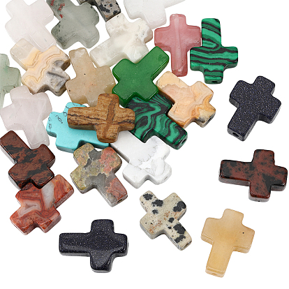 1 нити смешанных драгоценных камней бусины нити, крестик, смешанные окрашенные и неокрашенные