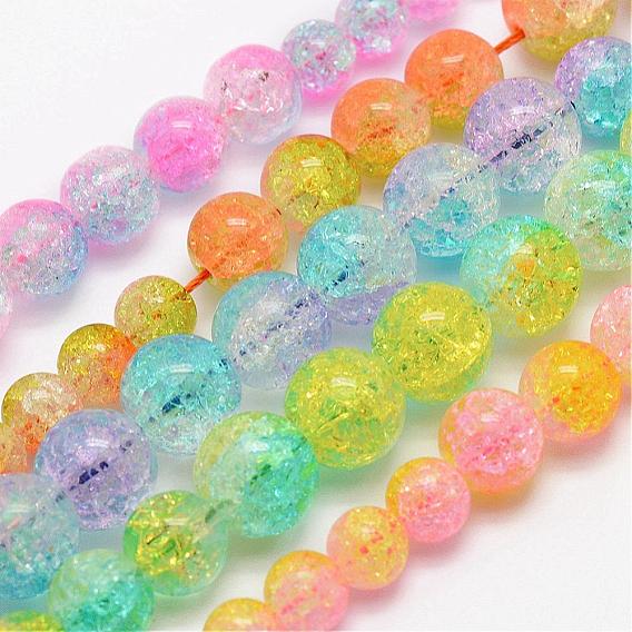 Natural Crackle Quartz Graduated Beads Strands, Dyed, Round