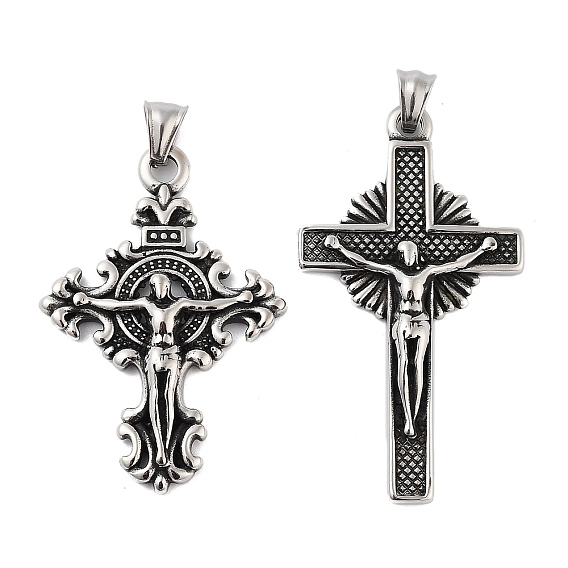 Ретро 304 из нержавеющей стали большие кулоны, крест с оберегом Иисуса
