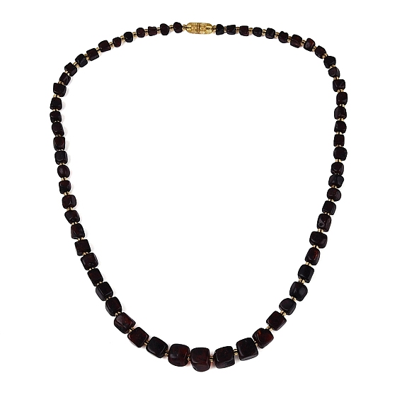 Natural Bloody Amber Nuggets Graduated Beaded Necklaces with Brass Clasps & Seed Beads