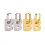 Initial Brass Dangle Hoop Earrings, Letter B Drop Earrings for Women