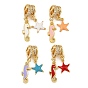 Brass Micro Pave Clear Cubic Zirconia Pendents, with Enamel, Sea Horse with Starfish Charms, Rack Plating, Long-Lasting Plated, Cadmium Free & Lead Free, Real 18K Gold Plated