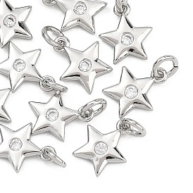 Breloques en laiton Shegrace avec micro-pavé de zircone cubique transparente, sans cadmium et sans nickel et sans plomb, charmes étoiles