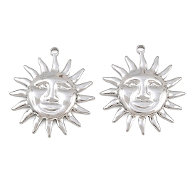 Pendentifs en acier inoxydable, soleil avec charmes pour le visage