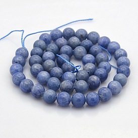 Натуральный голубой авантюрин круглых бусин пряди