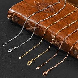 2мм стойка покрытие латунь спутниковая цепь ожерелья для женщин мужчин, без кадмия и без свинца, 901 застежка из нержавеющей стали, долговечный