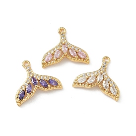 Латунные микро проложить кубического циркония подвески, подвески в форме рыбьего хвоста, без никеля , реальный 18 k позолоченный