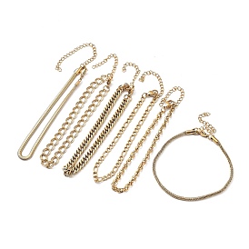 6Pcs Ion Plating(IP) 304 Stainless Steel Link Chain Bracelet Sets