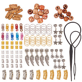 Fabrication de bricolage sunnyclue, épingle à cheveux en plastique bun maker, alliage / perles de bois et anneaux de fer