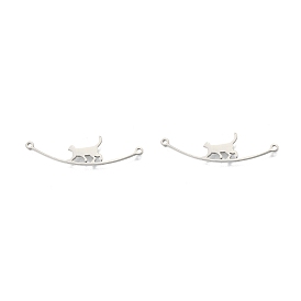 Non-Tarnish 201 Stainless Steel Connector Charms, Cat