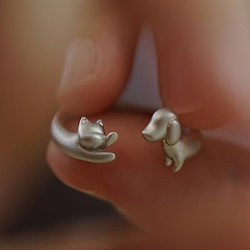 Brass Cuff Open Rings, Dog & Cat Shape