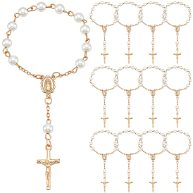 50шт. браслеты из сплава с крестом и подвеской в виде Иисуса, браслеты из круглых бусин с имитацией жемчуга для женщин