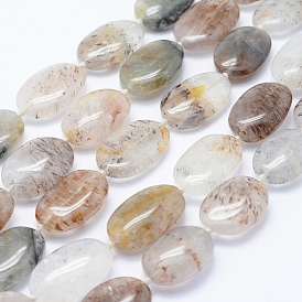 Perles naturelles de quartz brins, ovale