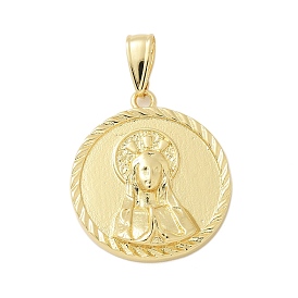 Латунные подвески, плоский круг с медальоном Девы Марии, стойки покрытие, без кадмия и без свинца, долговечный