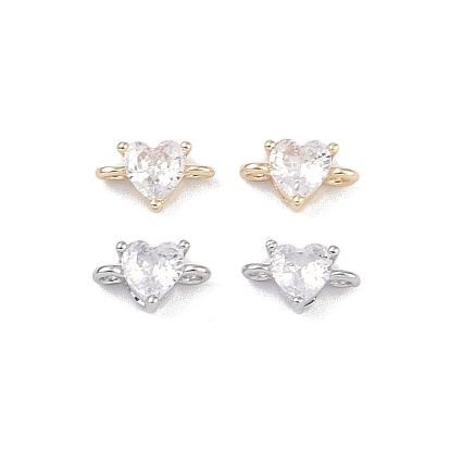 Brass Pave Glass Connector Charms, Heart Links