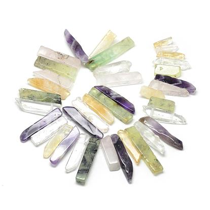 Natural Quartz Beads Strands, Top Drilled Beads, Rectangle