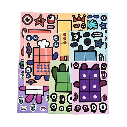 8Pcs PVC Self-Adhesive Stickers, Waterproof Decals, for DIY Albums Diary, Laptop Decoration Cartoon Scrapbooking