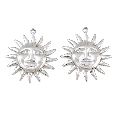 Pendentifs en acier inoxydable, soleil avec charmes pour le visage