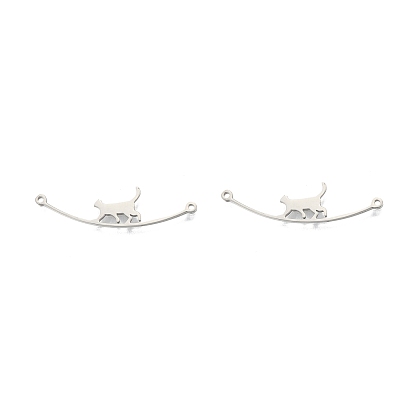 Non-Tarnish 201 Stainless Steel Connector Charms, Cat